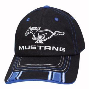 Ford Mustang Logo Royal Stripe Cap Hat - NEW Fast Ship